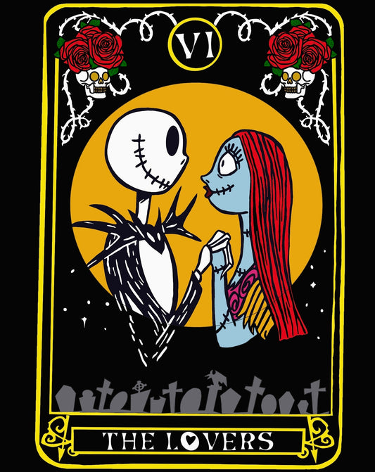 The Nightmare Before Christmas: Jack & Sally 'the Lovers' Tarot Card